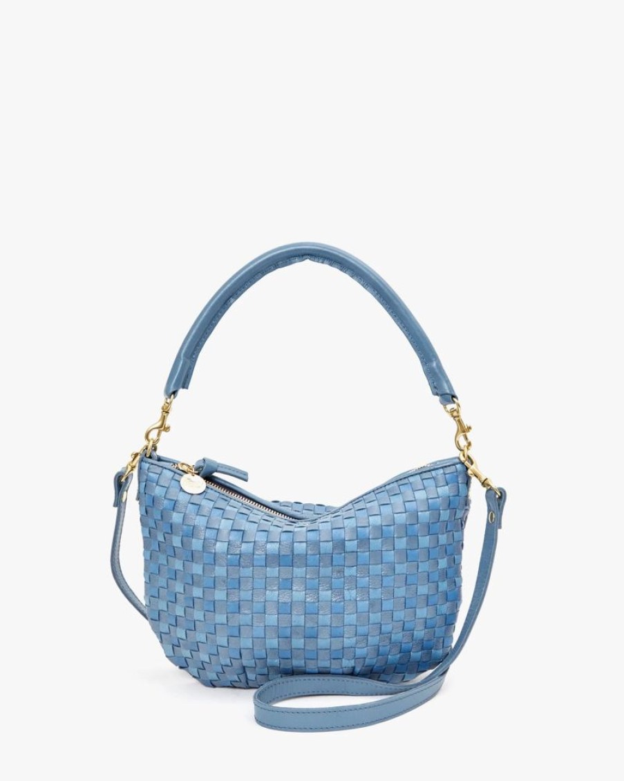 Handbags Clare V. | Petit Moyen Messanger Woven Checker Light Blue