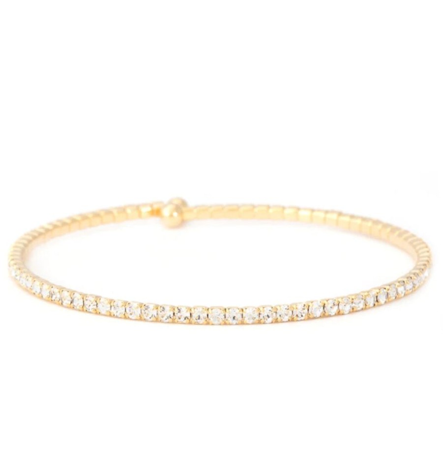 Jewelry + Accessories THEIA Bracelets | Clear Cz Bangle 1 Row Gold