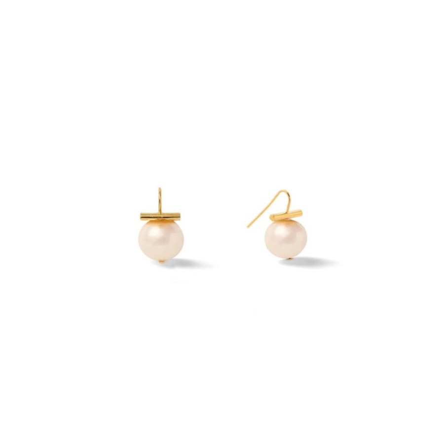 Jewelry + Accessories Catherine Canino Earrings | Classic Medium Pebble Pearl Earring Pale Champagne