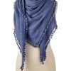 Jewelry + Accessories Alpine Cashmere Scarves | Pom Pom Triangle Wrap Denim