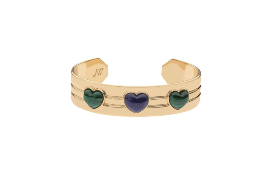 Jewelry + Accessories Jane Win Bracelets | Love Set In Stone Heart Cuff Lapis Malachite