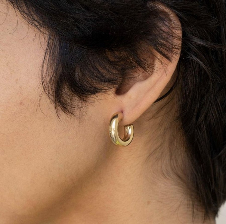 Jewelry + Accessories Jennifer Zeuner Earrings | Lou 3/4" Hoops Gold