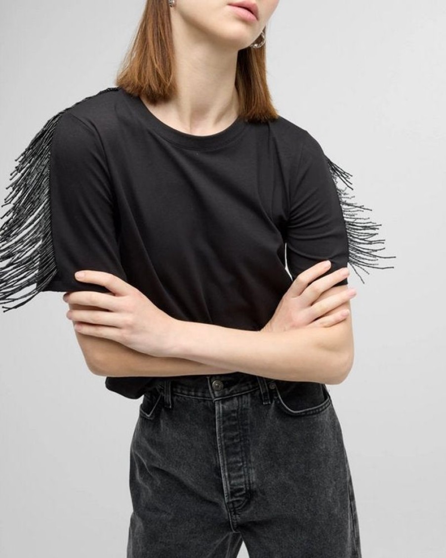 Apparel Veronica Beard | Scala Fringe Beaded Top Black