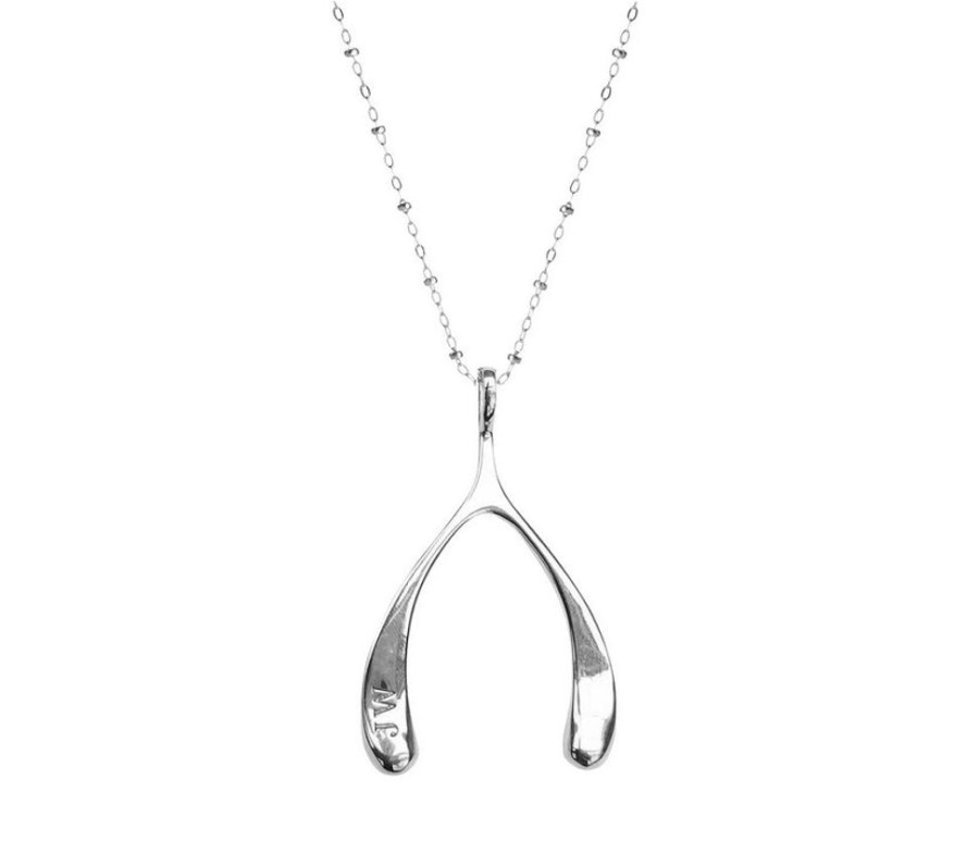 Jewelry + Accessories Jane Win Necklaces | Lucky Wishbone Silver 18" Satellite