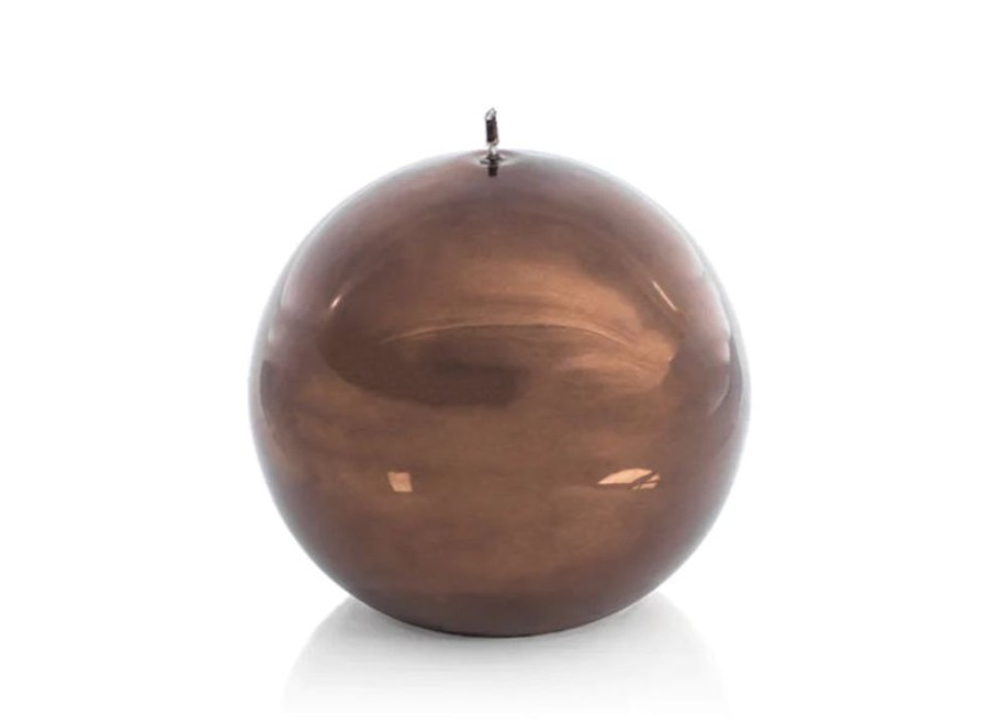 Jewelry + Accessories Zodax Candles & Diffusers | Shiny Metallic Ball Candle 6" Chestnut