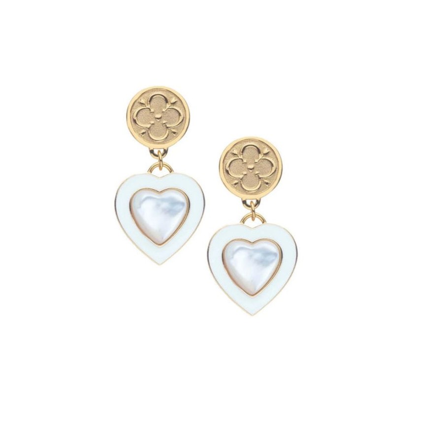 Jewelry + Accessories Jane Win Jane Win Jewelry | Love Enchanted Heart Earrings Mother Of Pearl