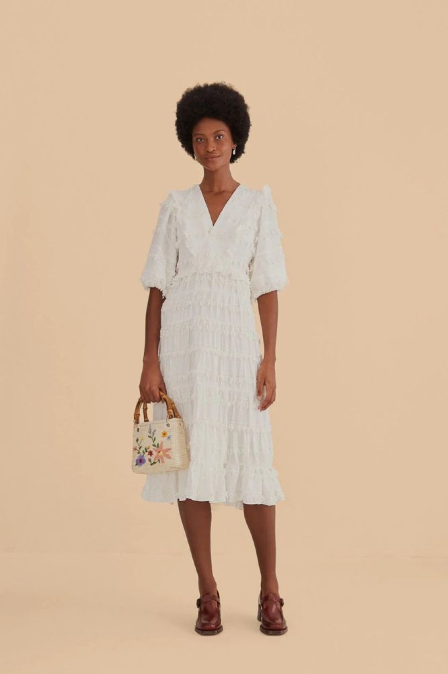 Apparel Farm Rio | Ruffles Tassels Midi Dress Off White