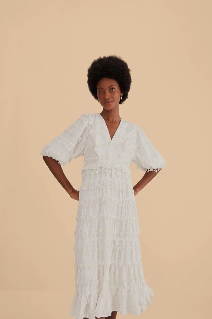 Apparel Farm Rio | Ruffles Tassels Midi Dress Off White