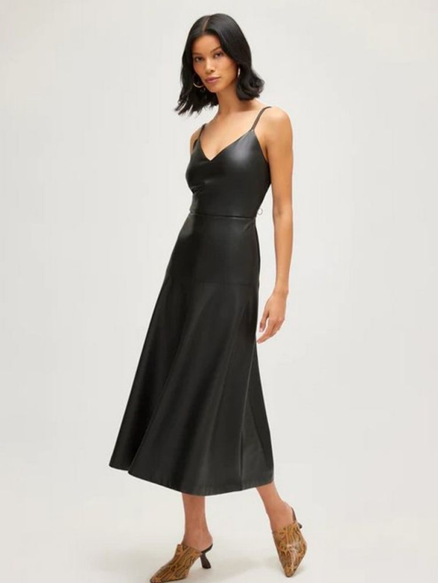 Apparel Fifteen Twenty | Faux Leather Midi Dress Black