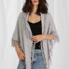 Jewelry + Accessories Minnie Rose Scarves | Cashmere Fringe Shawl Light Heather Grey