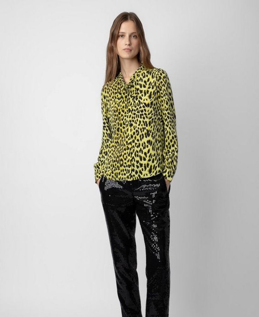 Apparel Zadig & Voltaire | Taos Leopard Silk Blouse Jonquil