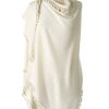 Jewelry + Accessories Alpine Cashmere Scarves | Pom Pom Triangle Wrap Ivory