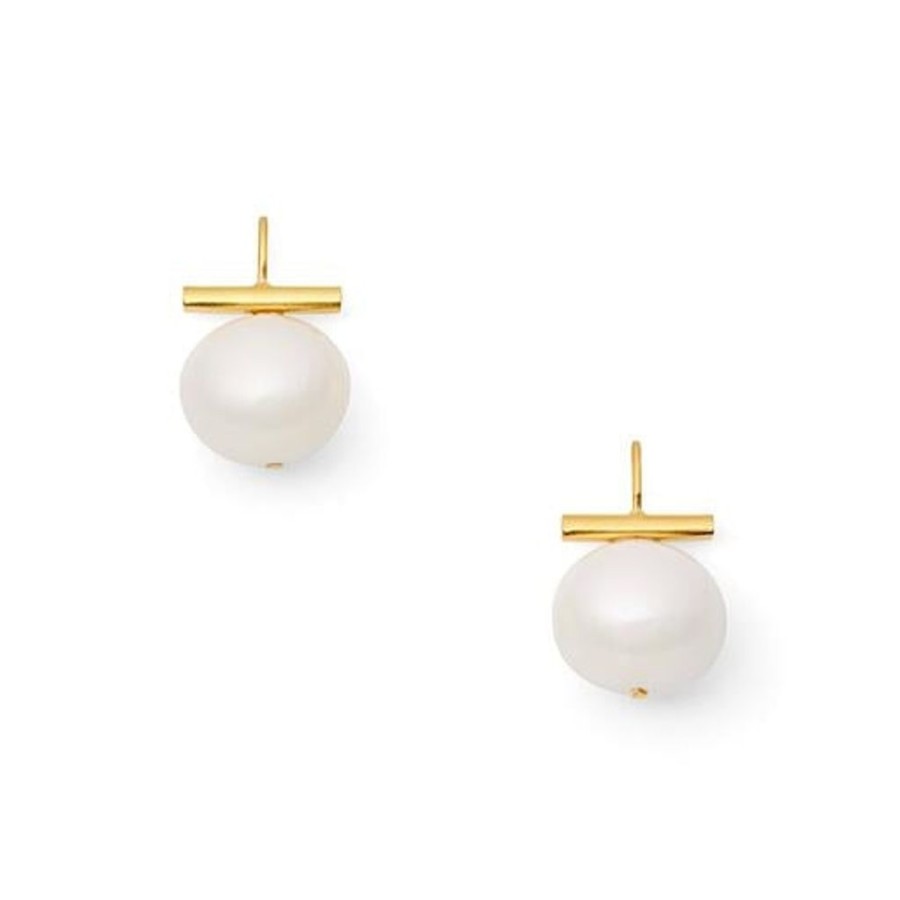 Jewelry + Accessories Catherine Canino Earrings | Classis Medium Pebble Pearl White