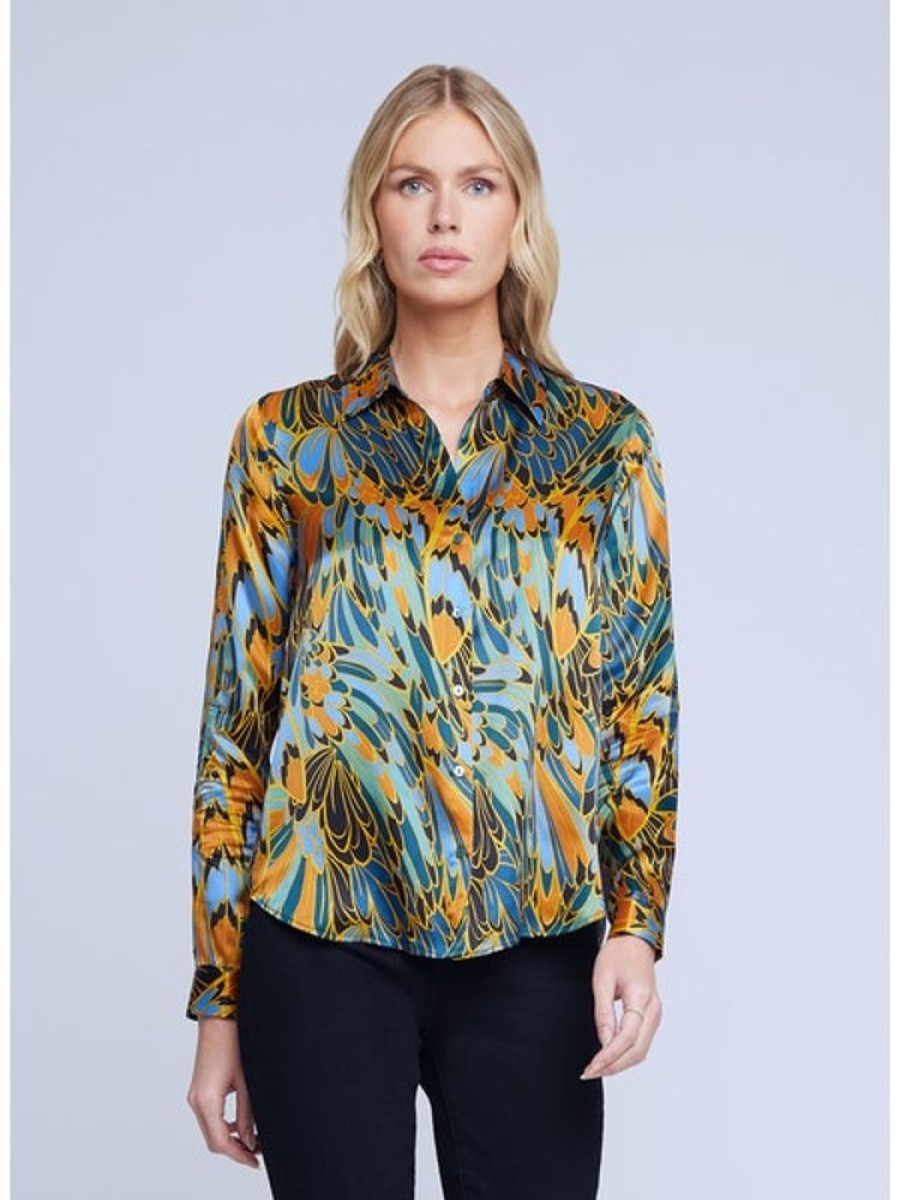 Apparel L'Agence | Tyler Blouse Blue Multi Parrot Feather