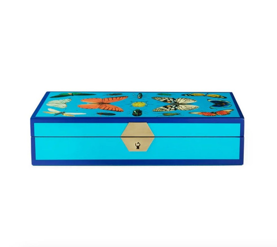 Jewelry + Accessories Jonathan Adler Home Decor | Botanist Lacquer Jewelry Box Blue