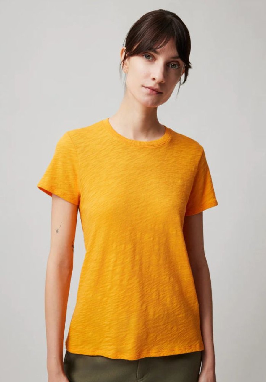 Apparel ATM | Slub Jersey Schoolboy Short Sleeve Crew Neck Tee Papaya