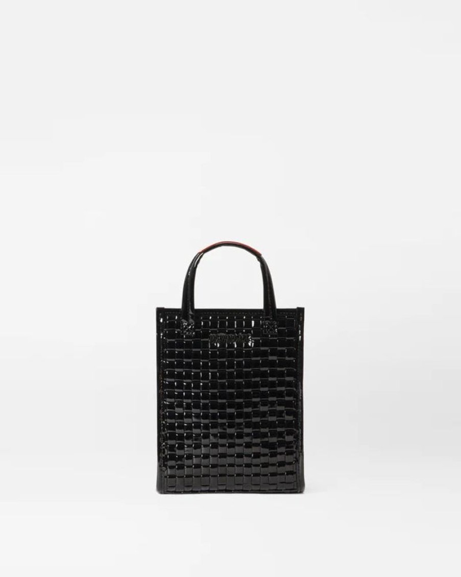 Handbags MZ Wallace | Woven Box Tote Micro Black Lacquer