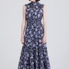 Apparel Derek Lam | Junia Rouched Sleeveless Midi Dress Navy Multi