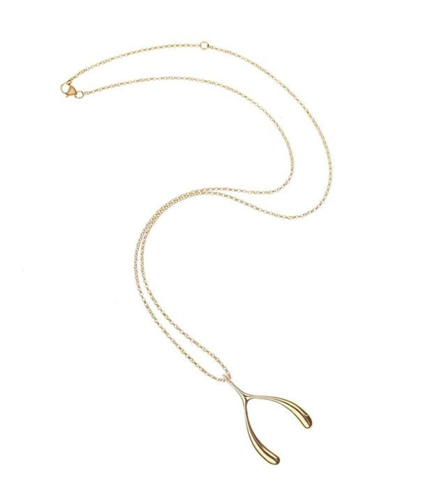 Jewelry + Accessories Jane Win Jane Win Jewelry | Lucky Gold Wishbone 18-20" Adjustable Chain