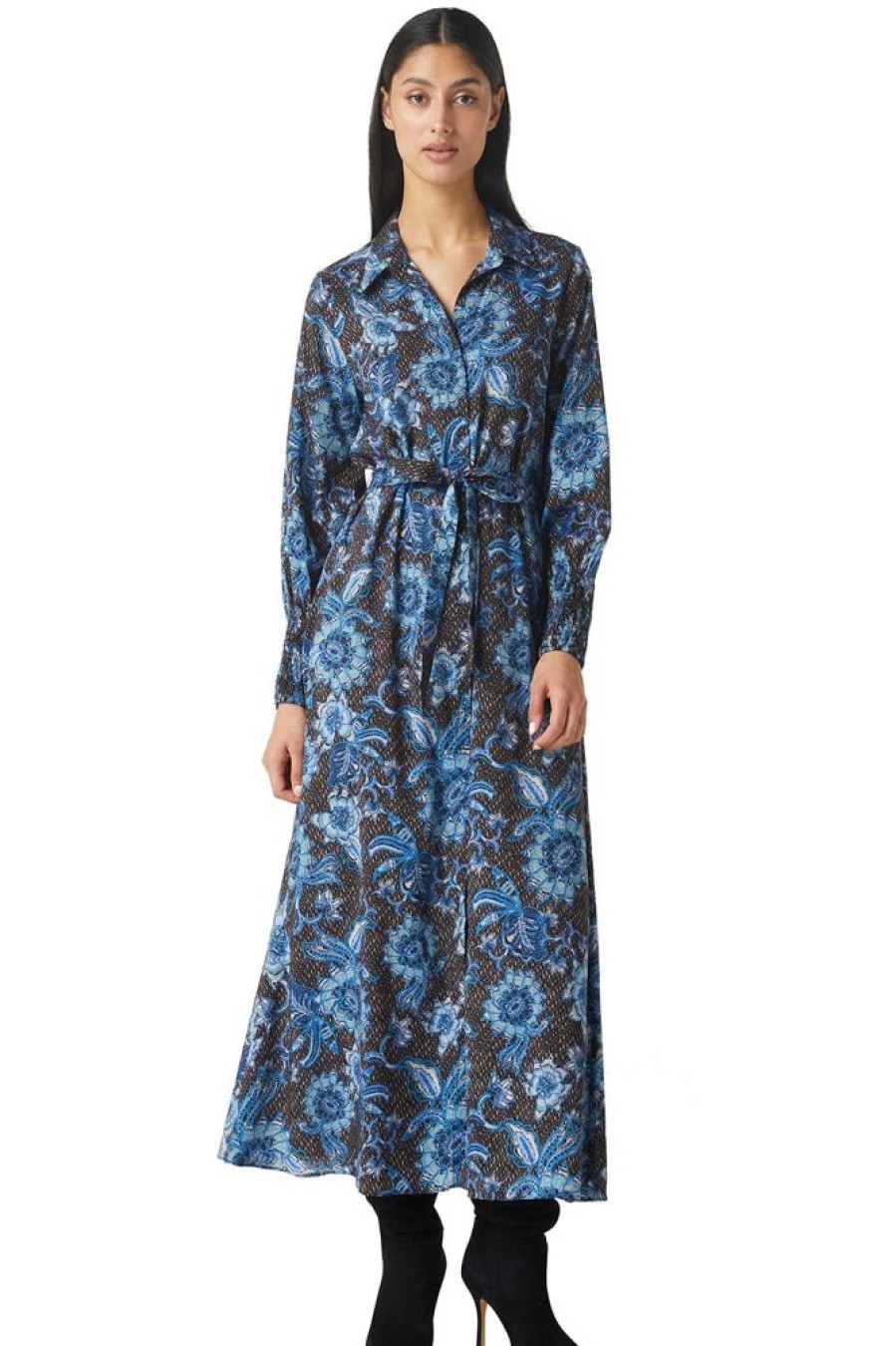 Apparel Misa | Bettina Dress Blue Sunflower