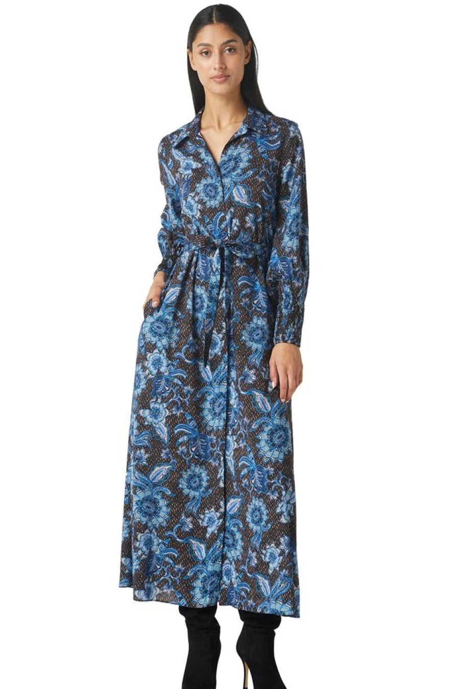 Apparel Misa | Bettina Dress Blue Sunflower