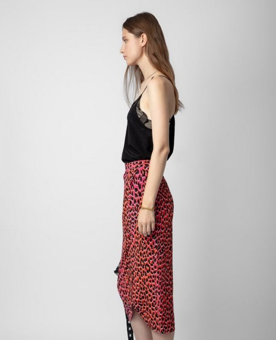 Apparel Zadig & Voltaire | Jamelia Leopard Silk Skirt Rose