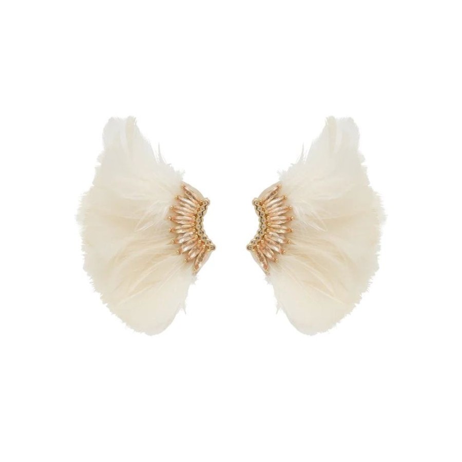 Jewelry + Accessories Mignonne Gavigan Earrings | Lux Mini Madeline Feather Earrings White