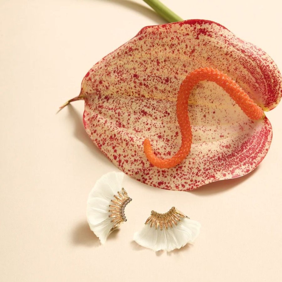 Jewelry + Accessories Mignonne Gavigan Earrings | Lux Mini Madeline Feather Earrings White