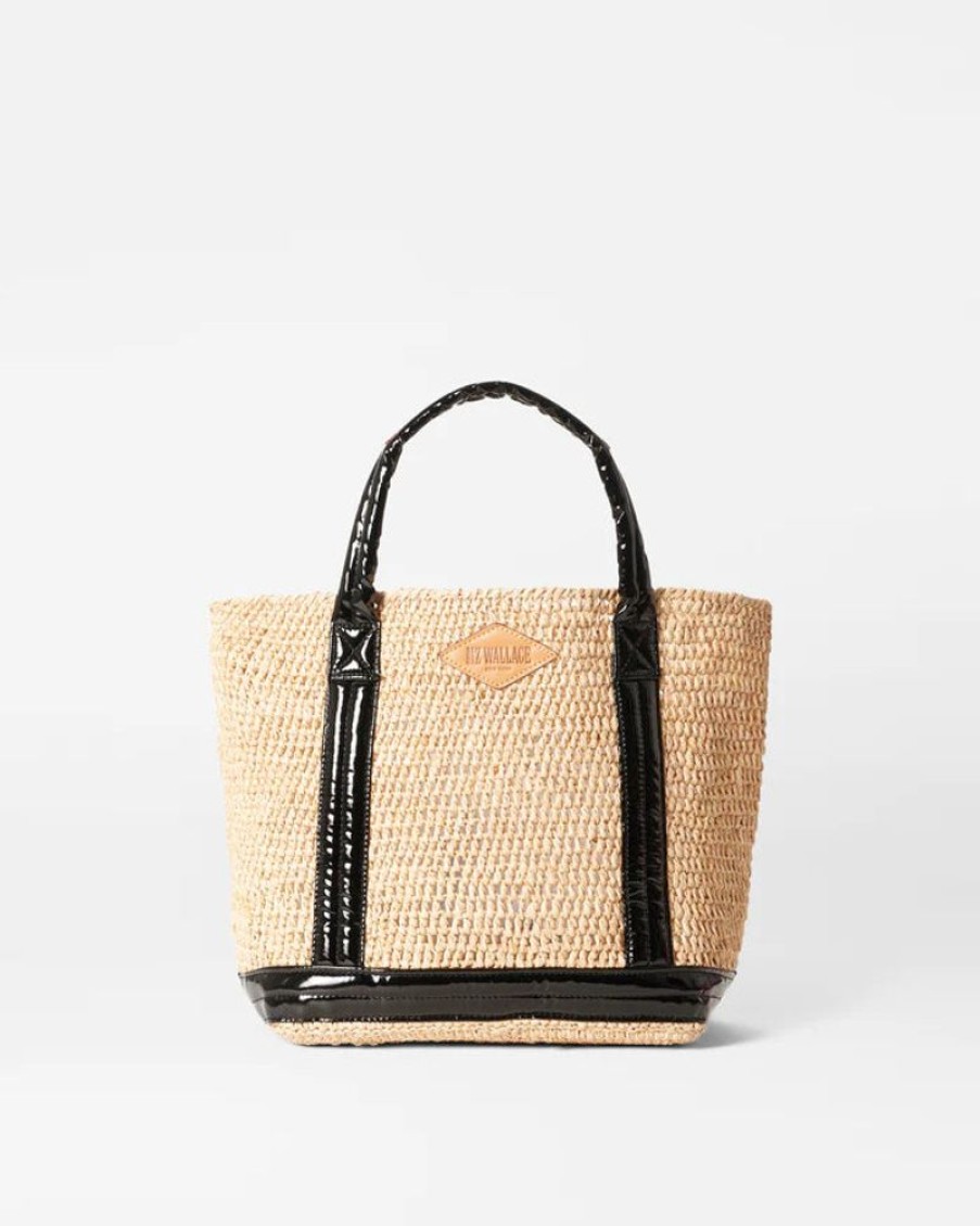 Handbags MZ Wallace | Raffia Tote Small Black Lacquer