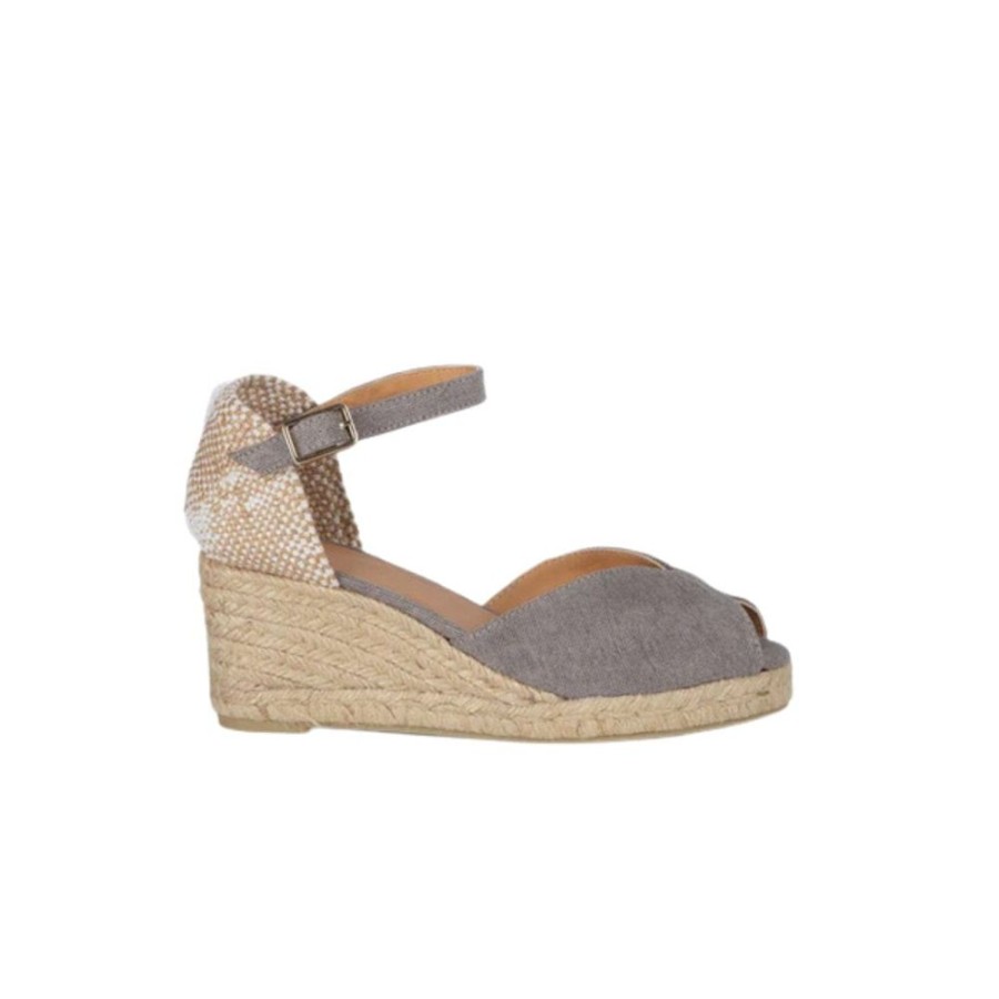 Shoes Castaner | Bianca Wedge Espadrille Sandal Grey Canvas Cotton Plomo