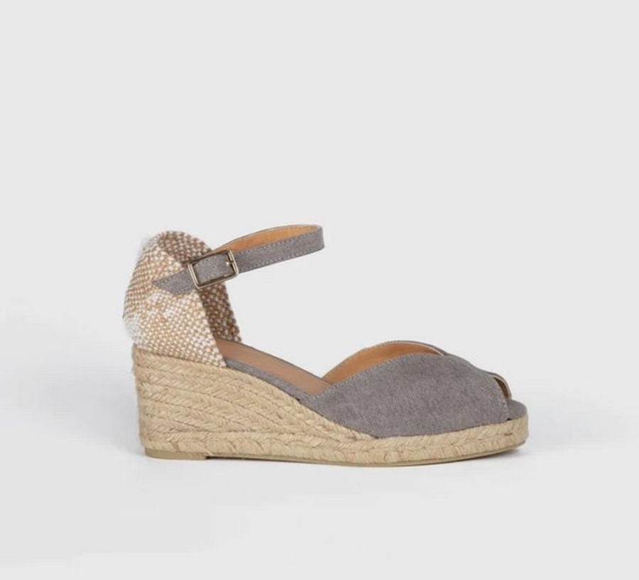 Shoes Castaner | Bianca Wedge Espadrille Sandal Grey Canvas Cotton Plomo