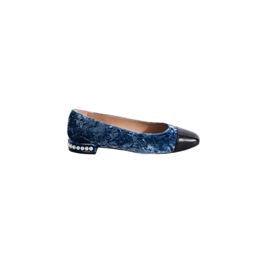 Shoes Stuart Weitzman | Pearl Flat Indigo Velvet & Black Patent