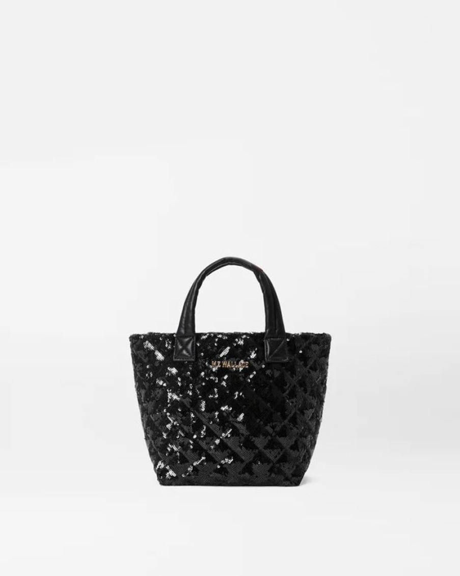 Handbags MZ Wallace | Metro Tote Deluxe Micro Black Sequin