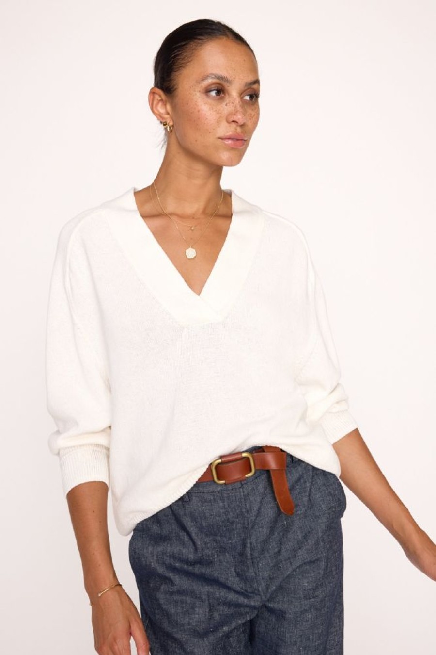 Apparel Brochu Walker | Imogen Vee Sweater Salt White