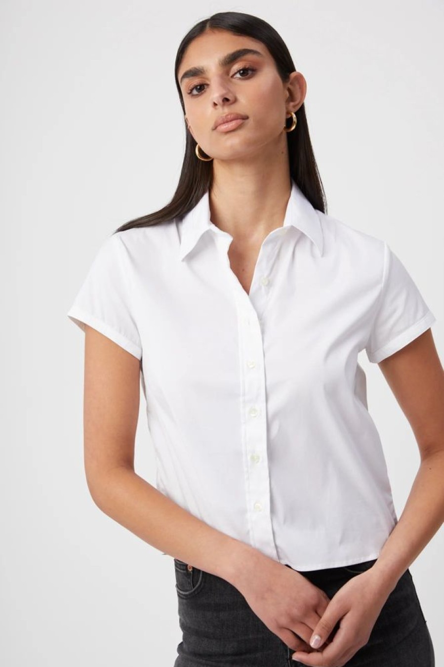 Apparel Theshirt | The Boxy Short Sleeve Cropped Shirt White