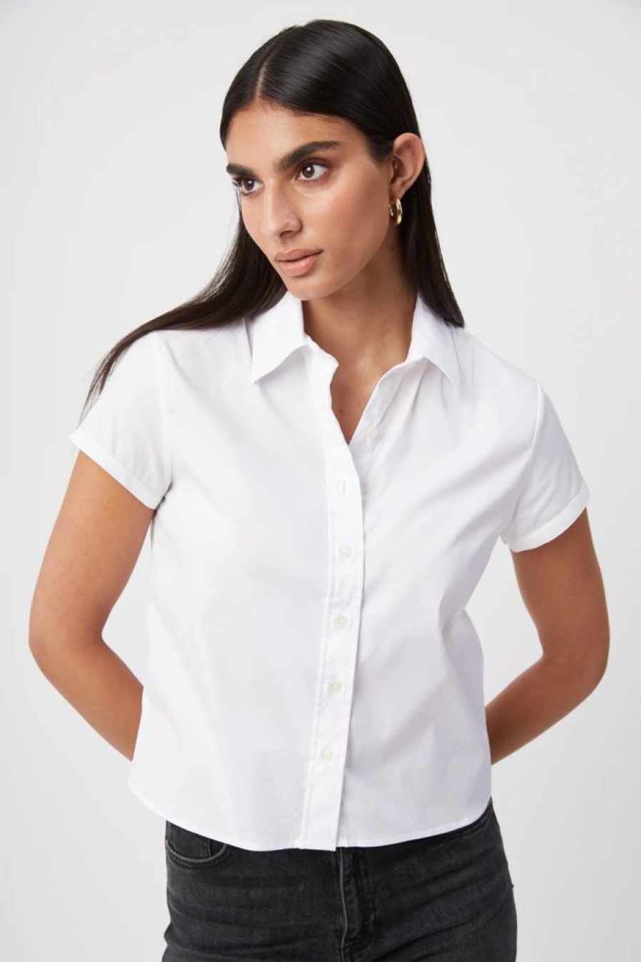 Apparel Theshirt | The Boxy Short Sleeve Cropped Shirt White