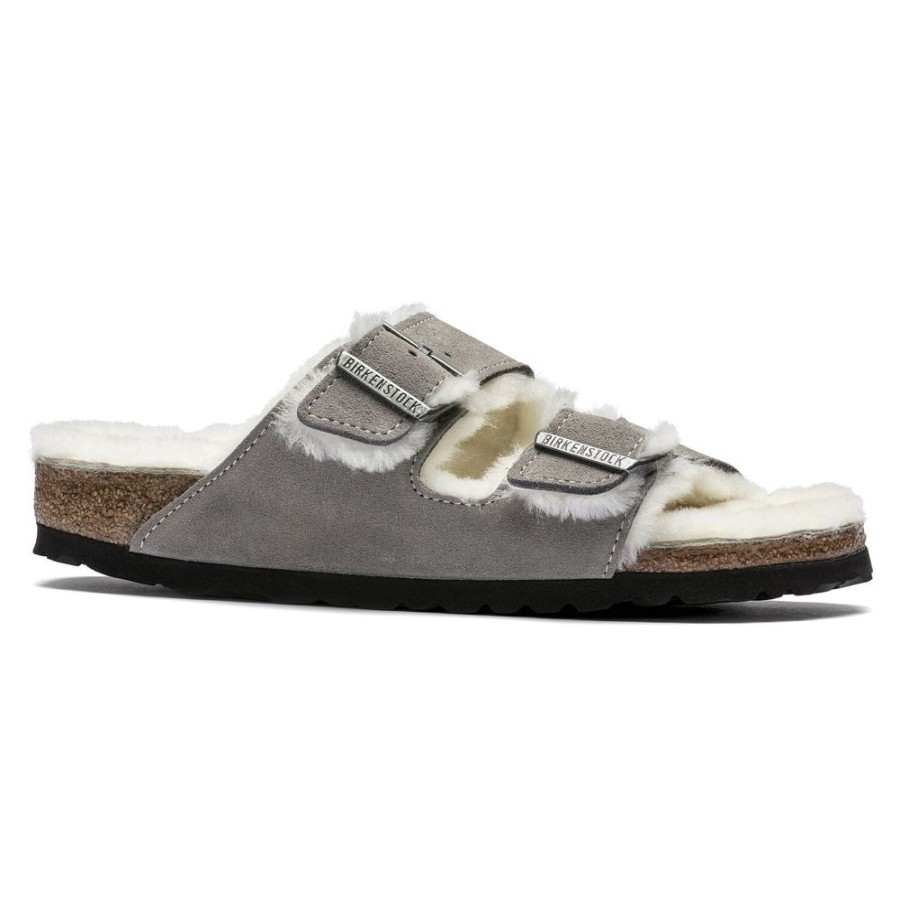 Shoes Birkenstock | Arizona Shearling Suede Stone Coin