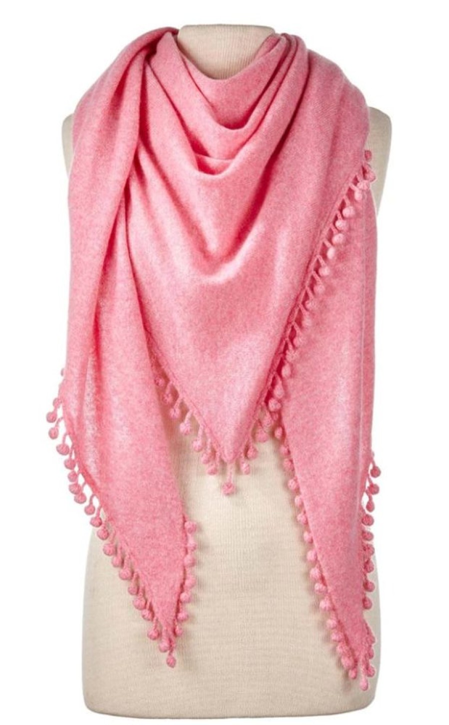 Jewelry + Accessories Alpine Cashmere Scarves | Pom Pom Triangle Wrap Pink Mist