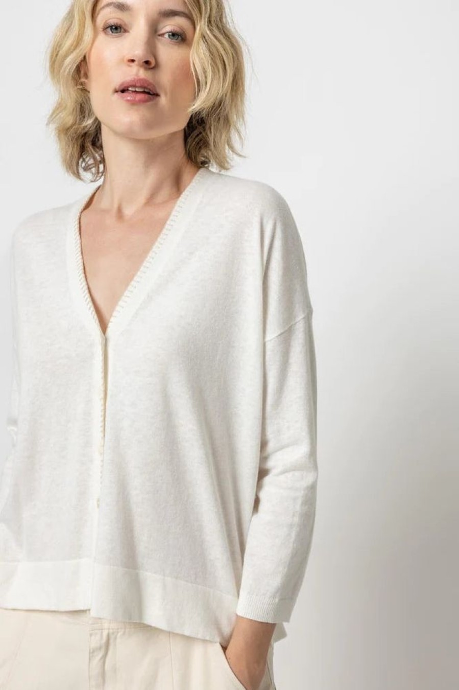 Apparel Lilla P | Blanket Stitch Cardigan Linen