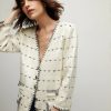 Apparel Veronica Beard | Ceriani Sequined Knit Jacket Off White Navy