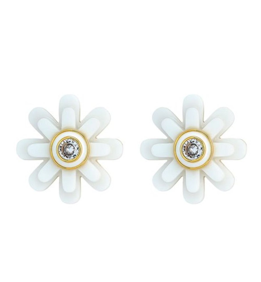 Jewelry + Accessories ASHA Earrings | Stacked Daisy Stud White